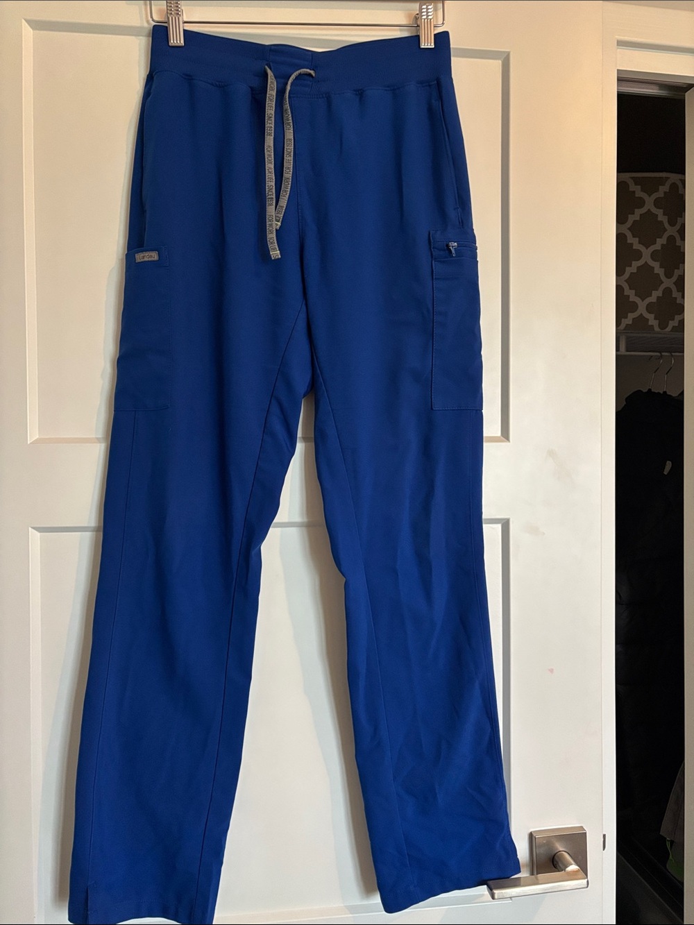 Landau Royal Blue Drawstring Cargo Scrub Pants